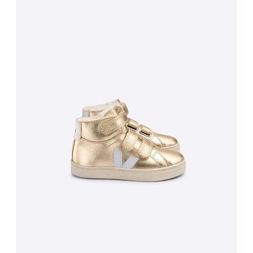 Veja ESPLAR MID FURED LEATHER Hoog Kinderen Goud | BE 698JPQ